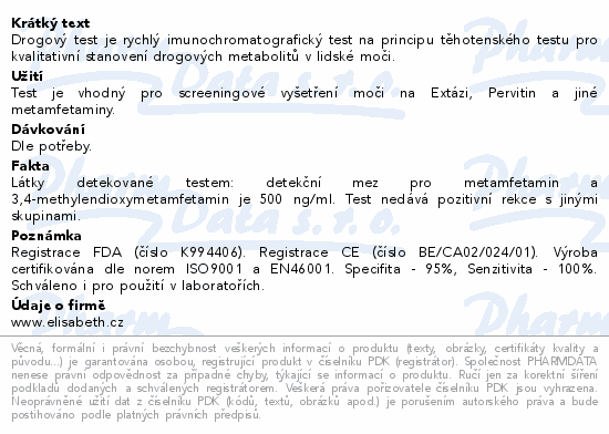 Informace o produktu:<br> Drogový test MET Instant-View 1 ks