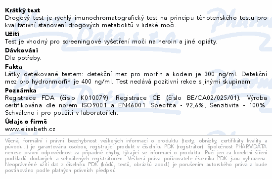 Informace o produktu:<br> Drogový test MOR Instant-View 1 ks