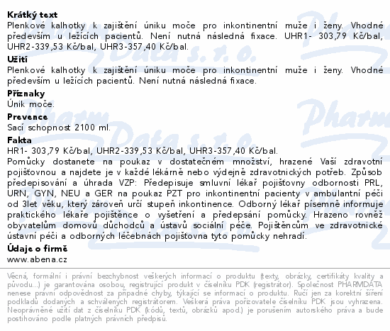 Informace o produktu:<br> Inkontinenční kalhotky Abri Form Comfort M1. 26ks