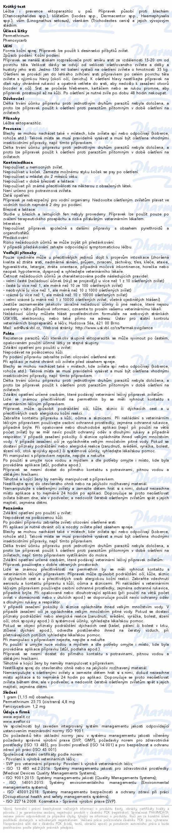 Informace o produktu:<br> ARPALIT Neo 4.7/1.2mg/g kožní sprej 150ml