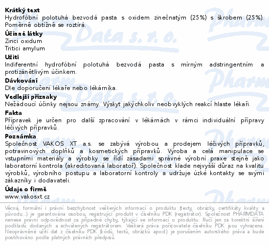 Informace o produktu:<br> Zinci oxidi pasta 1000g CSC