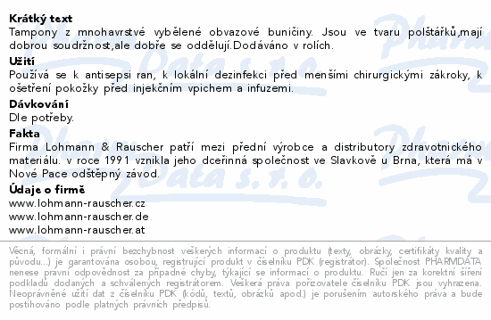 Informace o produktu:<br> Tampony z obvazové buničiny Zelletten 5x4cm 2role