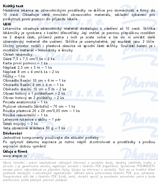 Informace o produktu Lékárnička - nástěn.s náplní do10 osob-ZM10