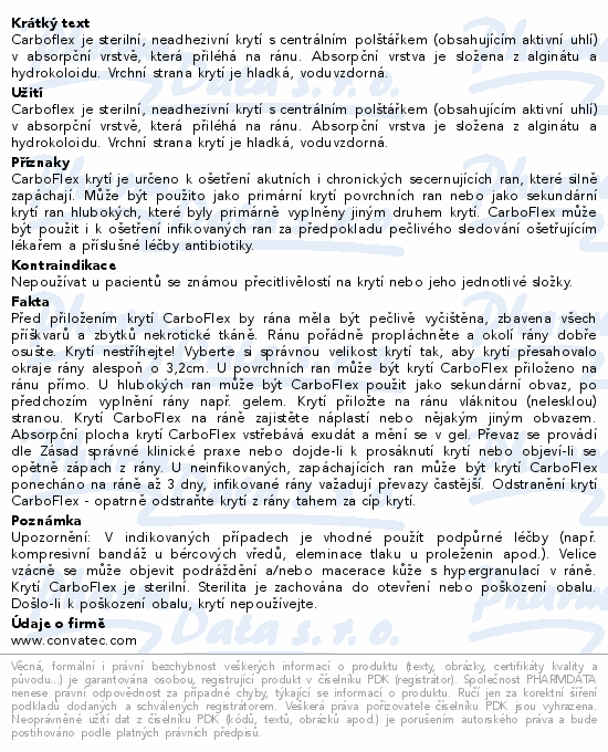 Informace o produktu:<br> Krytí Carboflex 10x10cm 10ks