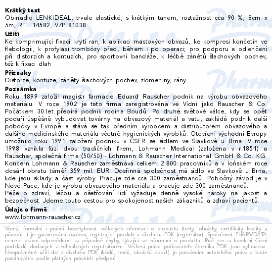 Informace o produktu:<br> Obin. elast.Lenkideal krátký tah 8cmx5m/1ks