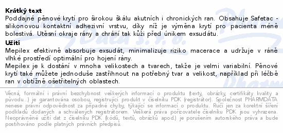 Informace o produktu:<br> Krytí Mepilex abs.silik.ster.10x10cm 5ks 294100