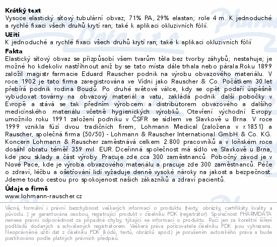 Informace o produktu:<br> Obvaz síťový Tg-fix vysoce elast.role 4m vel.E/1ks