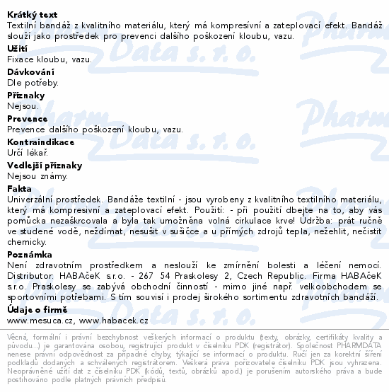 Informace o produktu:<br> Bandáž lokte - textil - velikost M