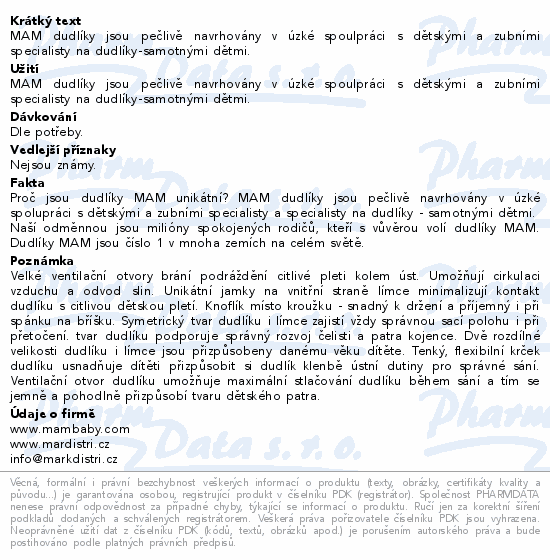 Informace o produktu:<br> MAM Dudlík Original 16+m modrý/traktor 1ks