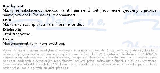 Informace o produktu:<br> SOLINGEN CE-728 Dětské nůžky