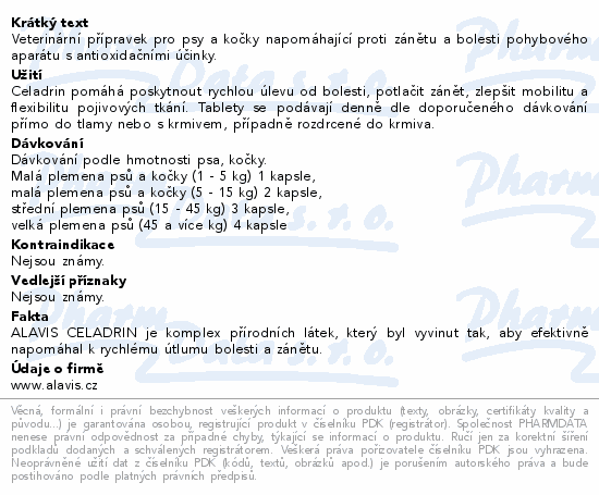 Informace o produktu:<br> ALAVIS Celadrin 500mg tbl.60