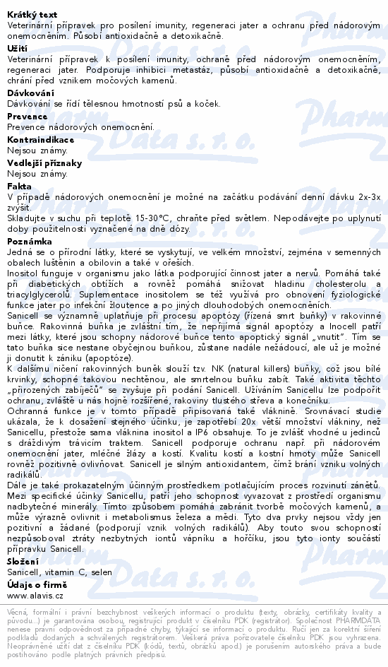 Informace o produktu:<br> ALAVIS Sanicell tbl.60