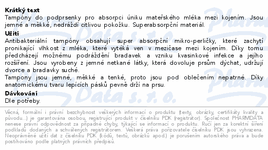 Informace o produktu:<br> CHICCO Tampony do podprsenky antibakteriální 30ks