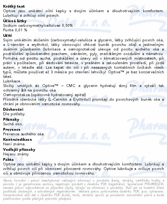 Informace o produktu:<br> Optive oční kapky 10ml