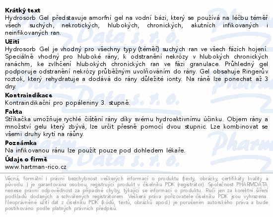 Informace o produktu:<br> Kompres Hydrosorb gel 15g 1ks