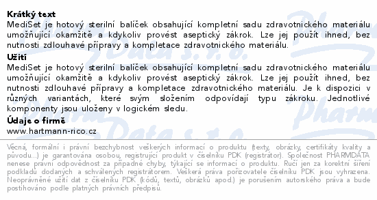 Informace o produktu:<br> MEDISET pro odstranění stehů