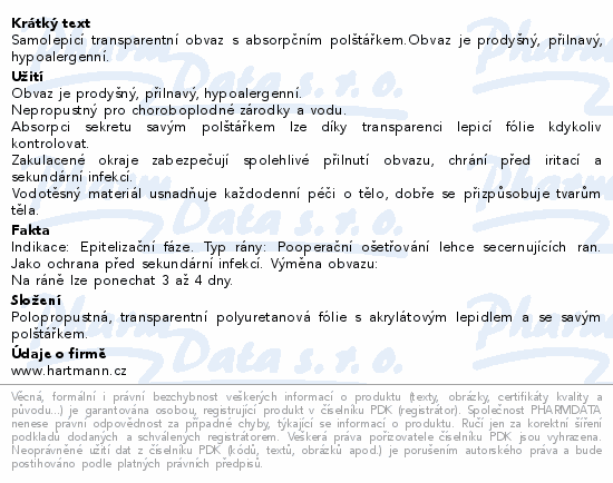 Informace o produktu:<br> Náplast fixační HYDROFILM PLUS 9x10cm/5ks