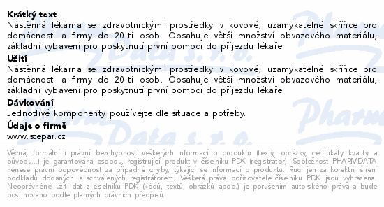 Informace o produktu:<br> Lékárnička - nástěn.s náplní do20osob-ZM20 kovová