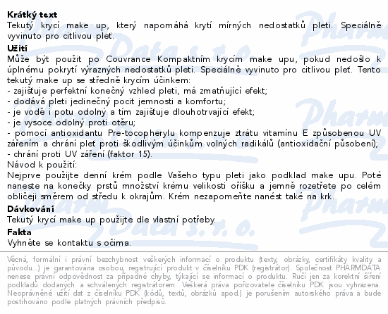 Informace o produktu:<br> AVENE Couvrance Tekutý make-up miel (04) 30ml