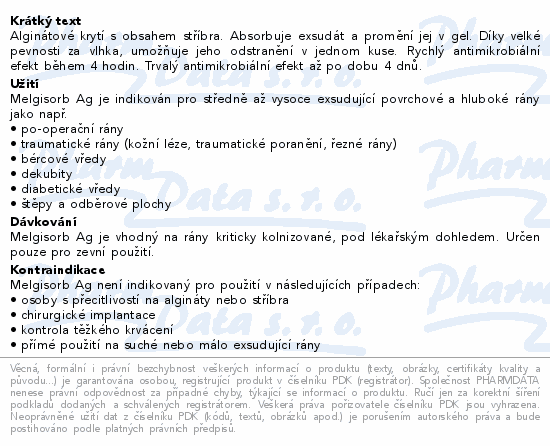 Informace o produktu:<br> Krytí Melgisorb Ag 10x10cm absorp.algin.ster. 10ks