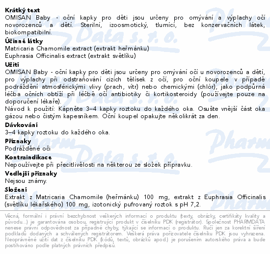Informace o produktu:<br> OMISAN Baby Oční kapky pro děti 50ml