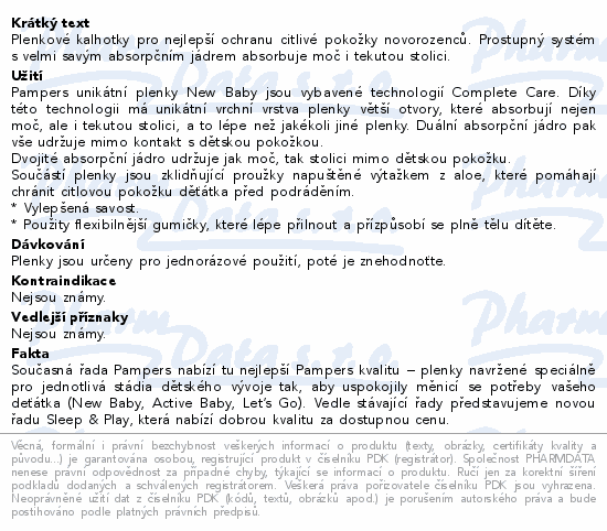 Informace o produktu:<br> Pampers New Baby 1 Newborn 43ks
