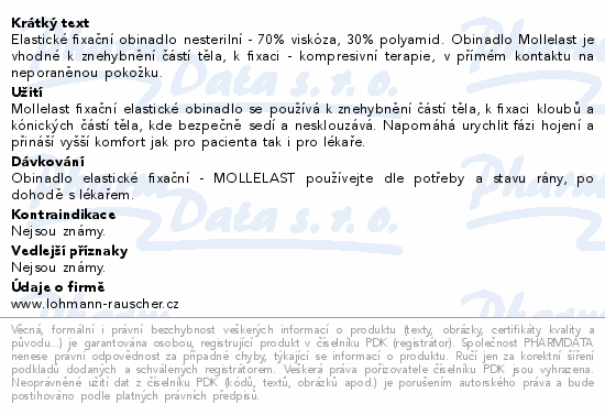 Informace o produktu:<br> Obin.elast.fix.Mollelast 10cmx4m v celofánu 1ks