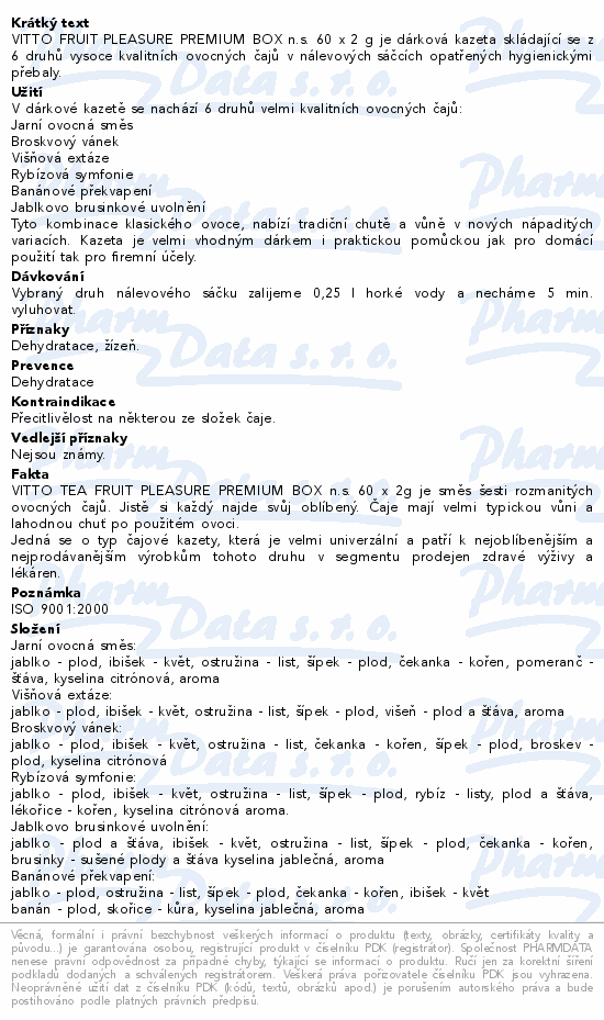 Informace o produktu:<br> VITTO Fruit pleasure PREMIUM BOX n.s. 60 x 2g