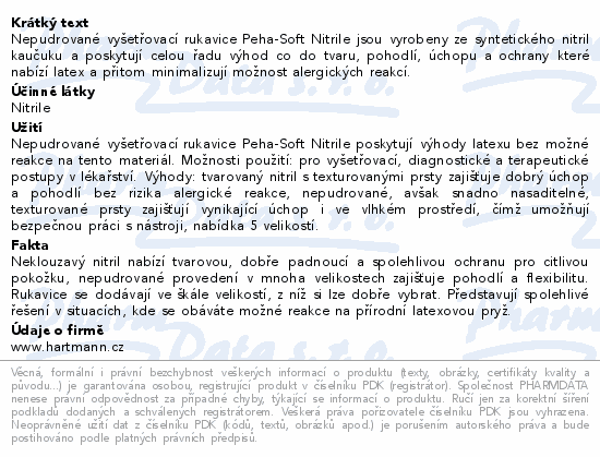 Informace o produktu:<br> Rukavice vyš.Peha-Soft NITRILE b.pudru nes.M 100ks