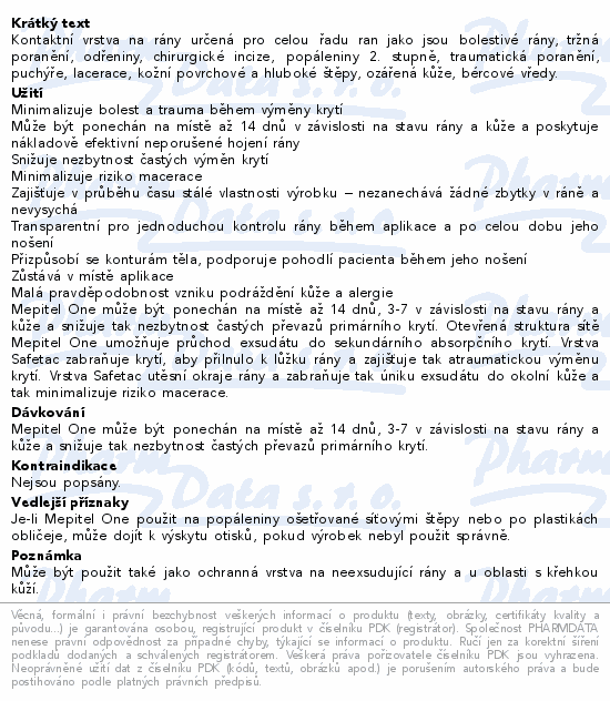 Informace o produktu:<br> Krytí Mepitel One silikon.ster.krytí 8x10cm 5ks