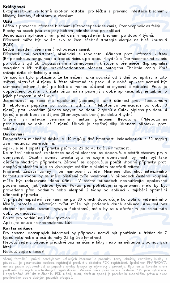 Informace o produktu:<br> Advantix pro psy 25-40kg spot-on 4x4ml