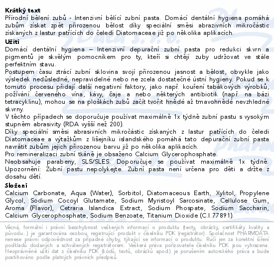 Informace o produktu:<br> PRESIDENT zubní pasta White Plus intense 30ml