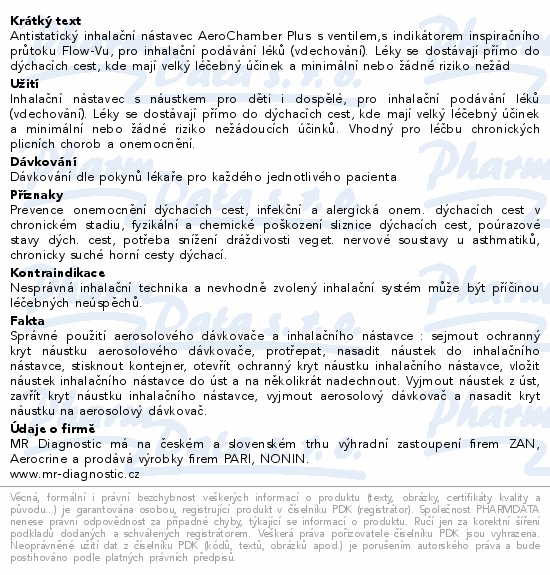 Informace o produktu:<br> AeroChamber Plus s náustkem