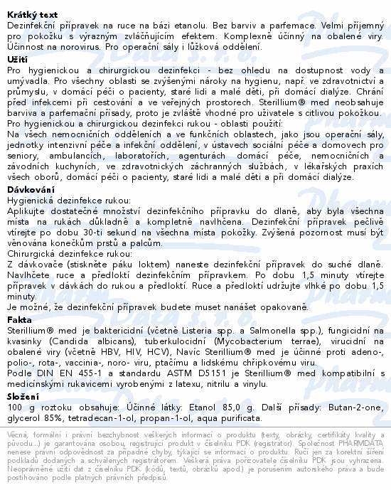 Informace o produktu:<br> Sterillium med 5l dezinfekce rukou