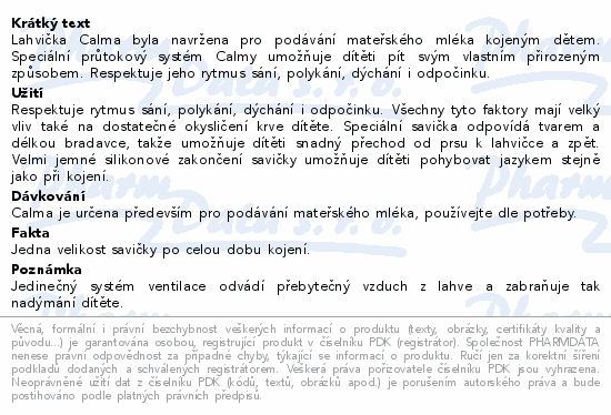 Informace o produktu:<br> Medela Calma lahev pro kojené děti komplet 150ml