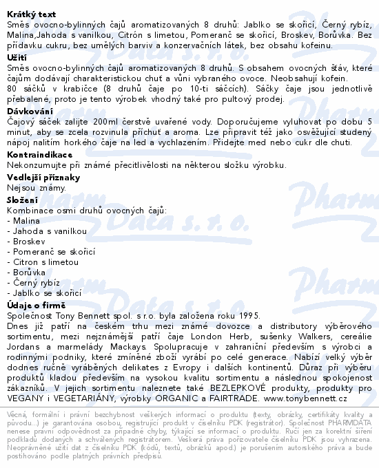 Informace o produktu:<br> Čaj LFH ovocný display 80x2g