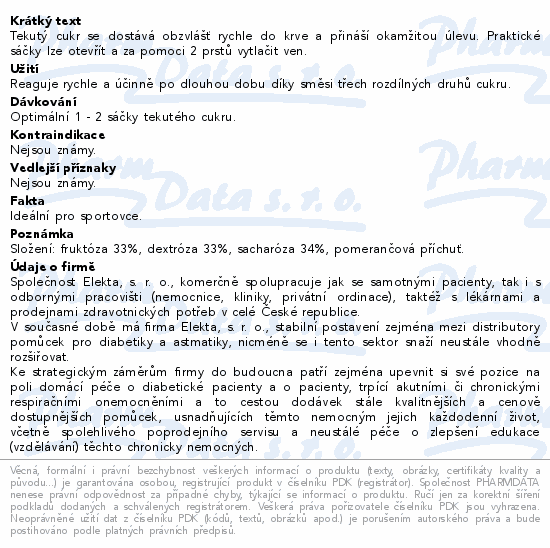Informace o produktu:<br> Wellion ORANGE tekutý cukr 10x13ml