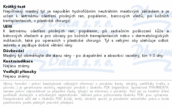 Informace o produktu:<br> Krytí sterilní-mastný tyl 20x27cm/1ks Steriwund
