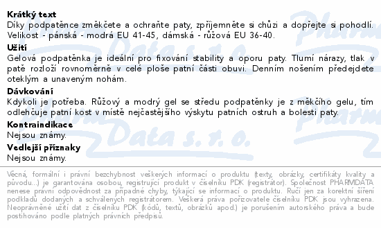 Informace o produktu:<br> Podpatěnka gelová pánská vel.41-45 2ks OR 12P