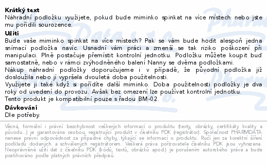 Informace o produktu:<br> Náhradní deska k monitoru dechu Nanny BM-02D