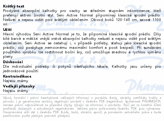 Informace o produktu:<br> Seni Active Normal Extra Large 10ks ink.plen.kalh.