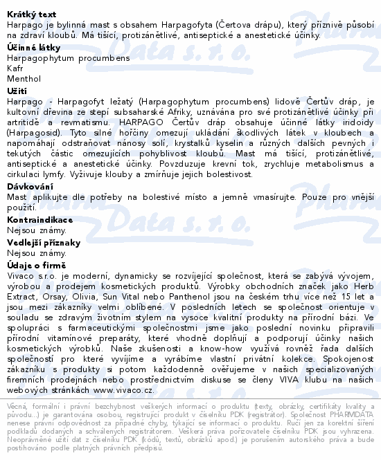 Informace o produktu:<br> HerbExtract Čertův dráp regenerační mast 125ml