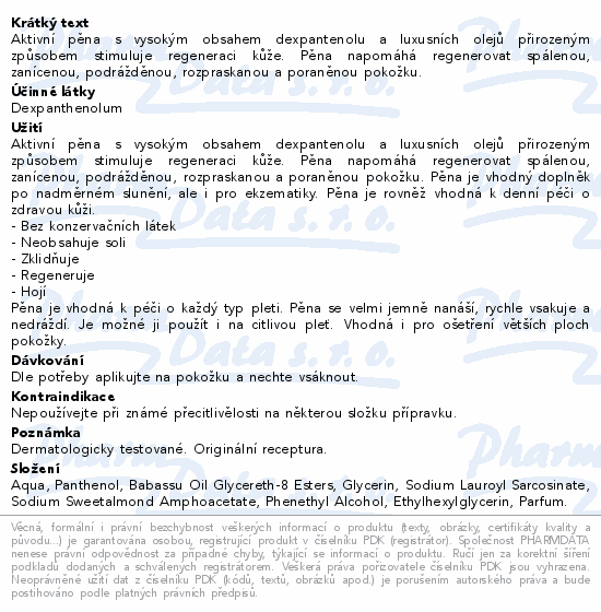 Informace o produktu:<br> Green idea Panthenol+ Pěna 8% 200ml