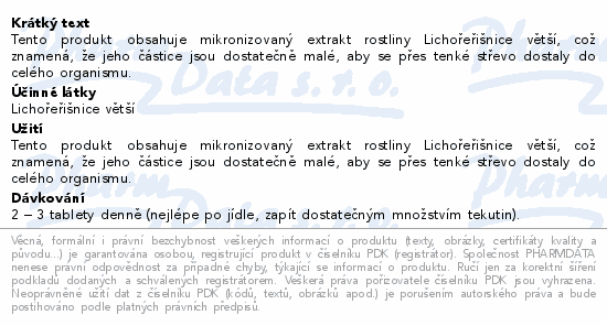 Informace o produktu:<br> Edenpharma Lichořeřišnice větší tbl.90+10 ZDARMA