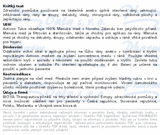 Informace o produktu:<br> Activon Tube 25g krytí antibakteriální mast