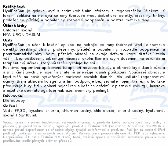 Informace o produktu:<br> HyalEcaSan 50g