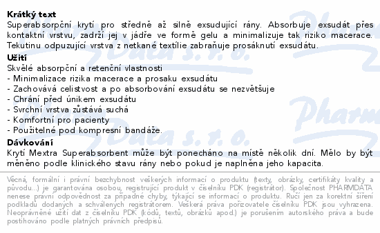 Informace o produktu:<br> Mextra Superabsorbent absorp.krytí 10x20cm 10ks