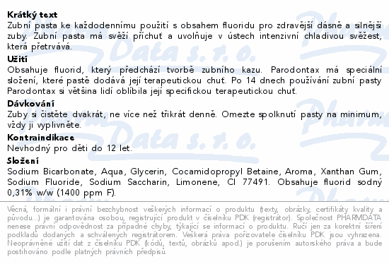 Informace o produktu:<br> Parodontax Extra Fresh ZP 75ml