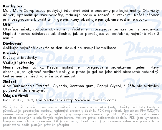 Informace o produktu:<br> Multi-Mam Compresses 12nelep. Bio-aktivní náplasti