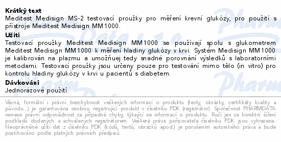 Informace o produktu:<br> Proužky Testovací Meditest Medisign MS-2 50ks